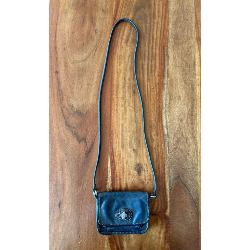 FOSSIL Vintage Gray Soft Leather Turnlock Crossbody Small Purse